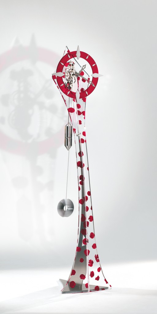 Horloges comtoises contemporaines design moderne utinam besançon philippe lebru Constence Coquelicot 1