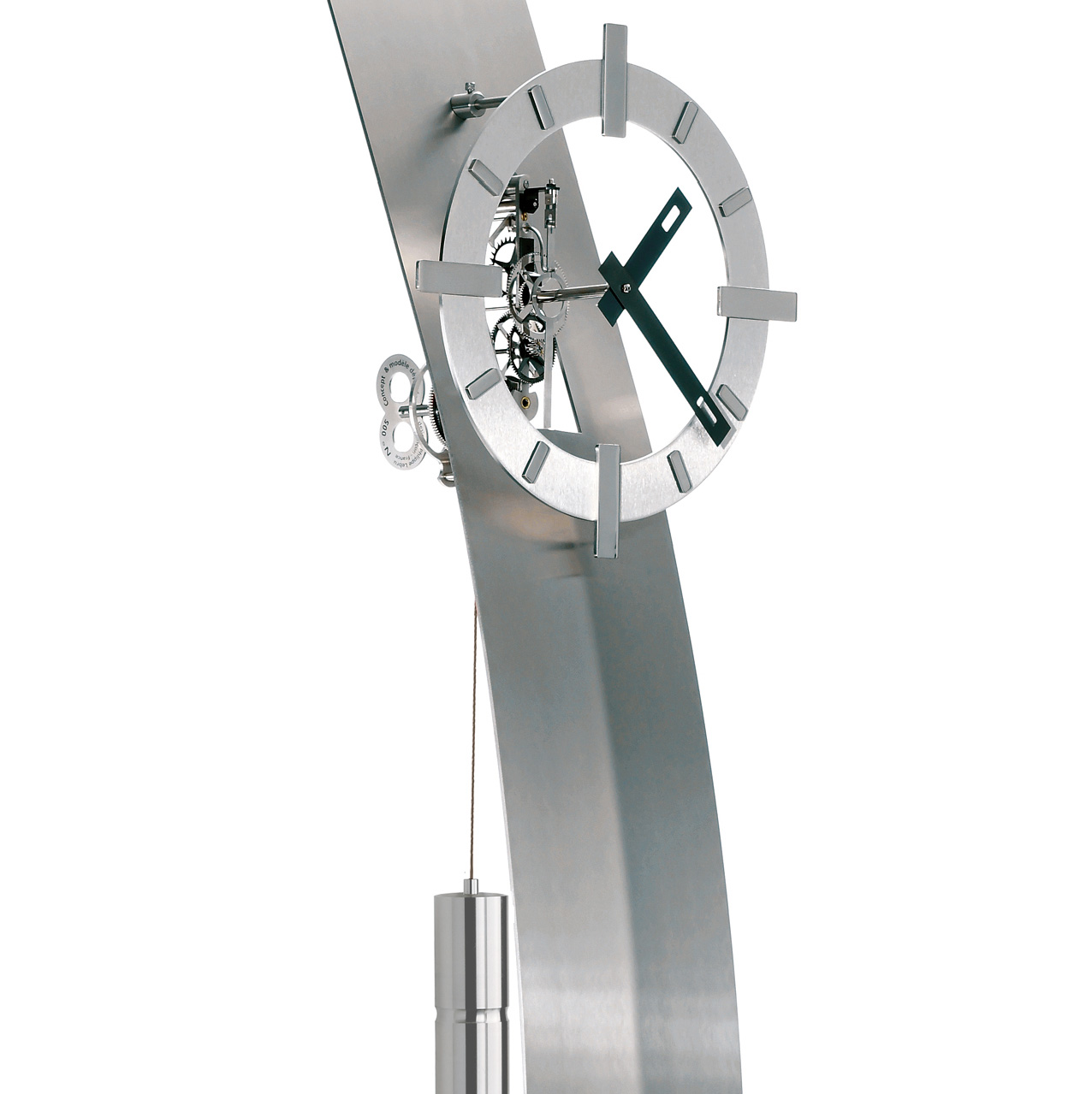 Horloge comtoises contemporaine inox brossé LALA Utinam Besançon horlogerie française philippe lebru moderne